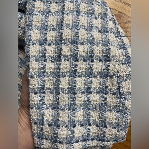 NWT Rachel Zoe Tweed Blue & Gold Blazer Size Large - Picture 5 of 8